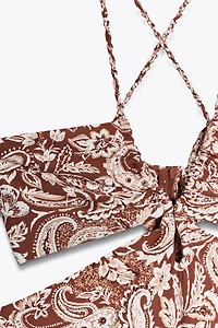 CUT OUT PRINT MIDI DRESS