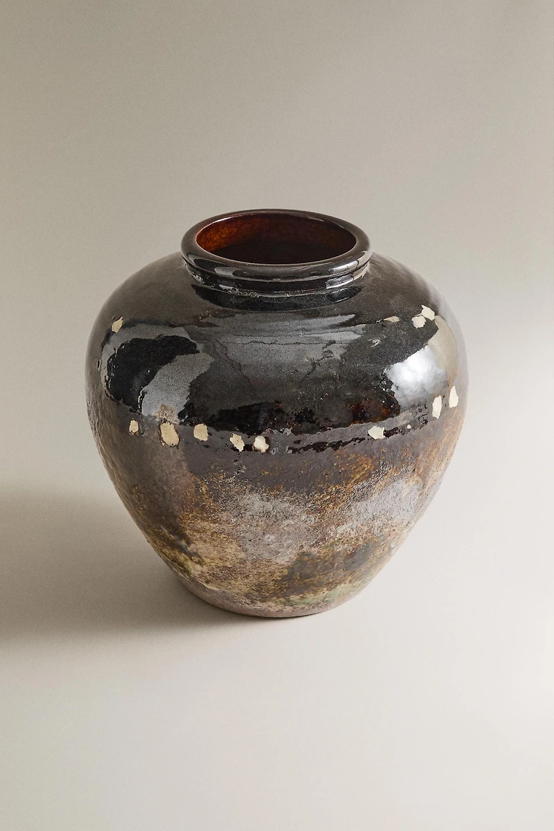 ENAMELLED STONEWARE VASE