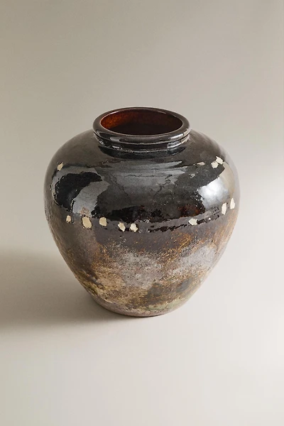 ENAMELLED STONEWARE VASE