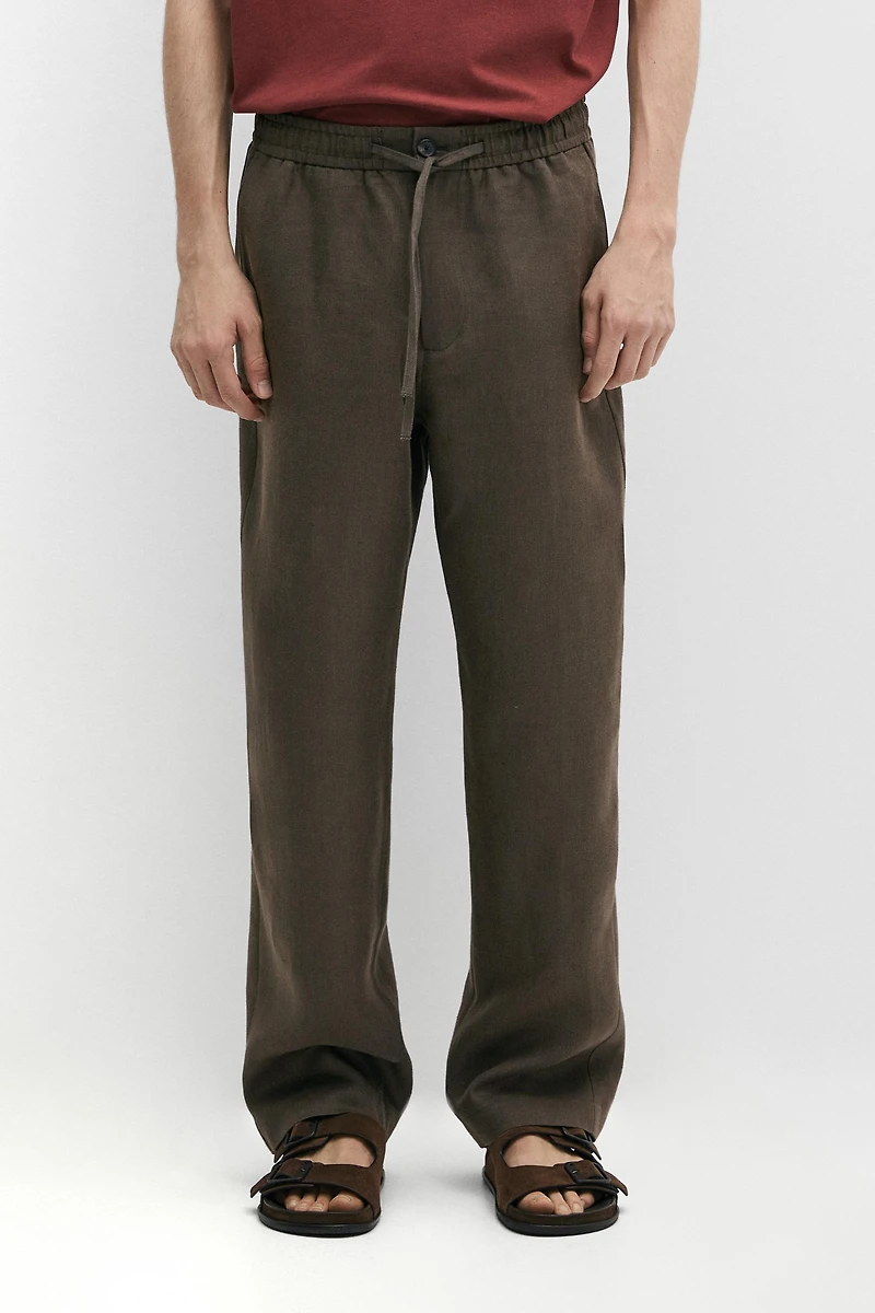 Pantalon chevrons 100 % lin