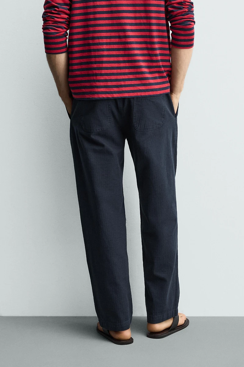 HERRINGBONE RELAXED FIT PANTS