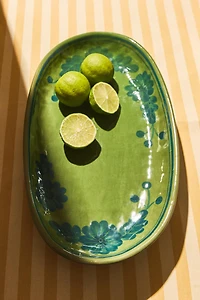 FLORAL OVAL STONEWARE SERVING DISH