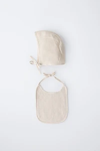 STRUCTURED BONNET AND BIB SET