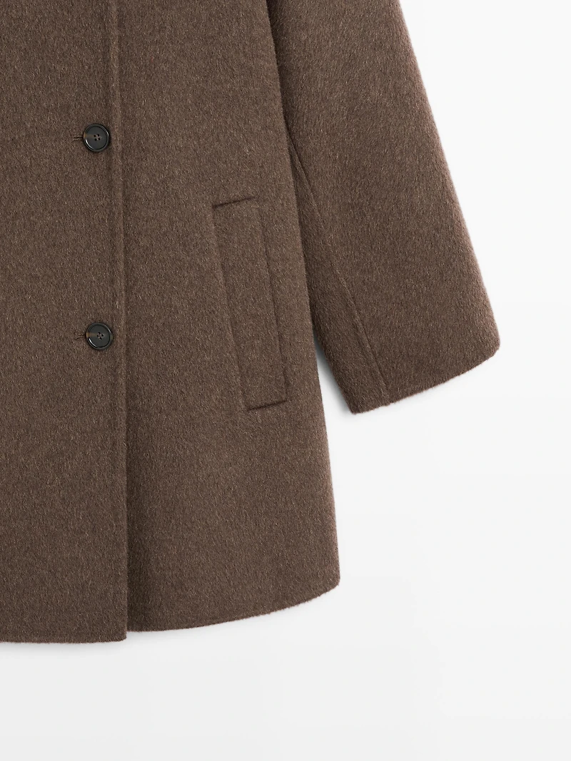 Wool blend double-breasted cropped coat