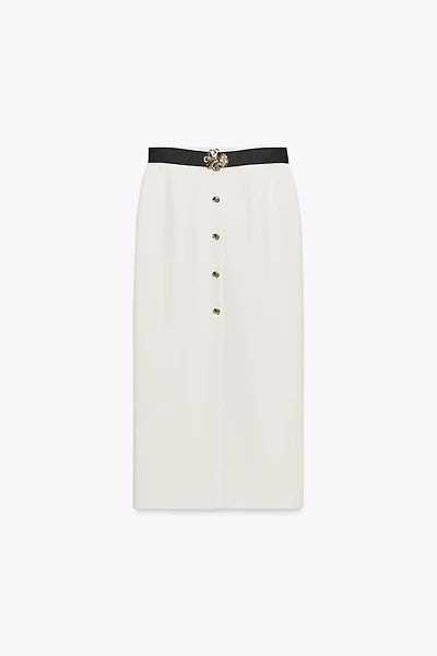 CREPE MIDI SKIRT WITH BELT