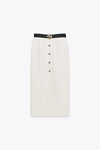 CREPE MIDI SKIRT WITH BELT