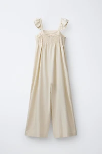 LONG LACE TRIM JUMPSUIT WITH LINEN