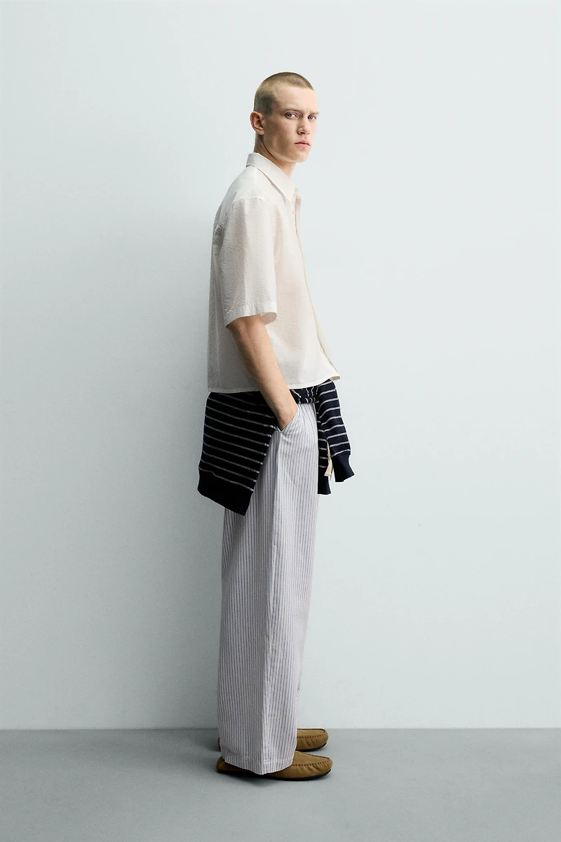 STRIPED WIDE FIT PANTS