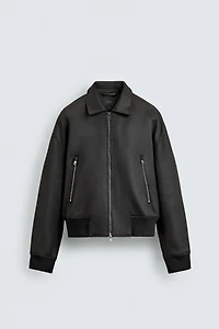 FAUX LEATHER BOMBER JACKET