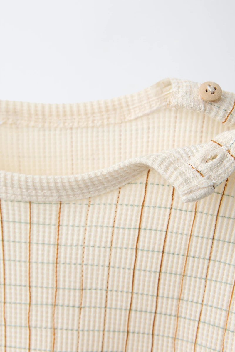 PLAID WAFFLE SHIRT AND BERMUDA SET