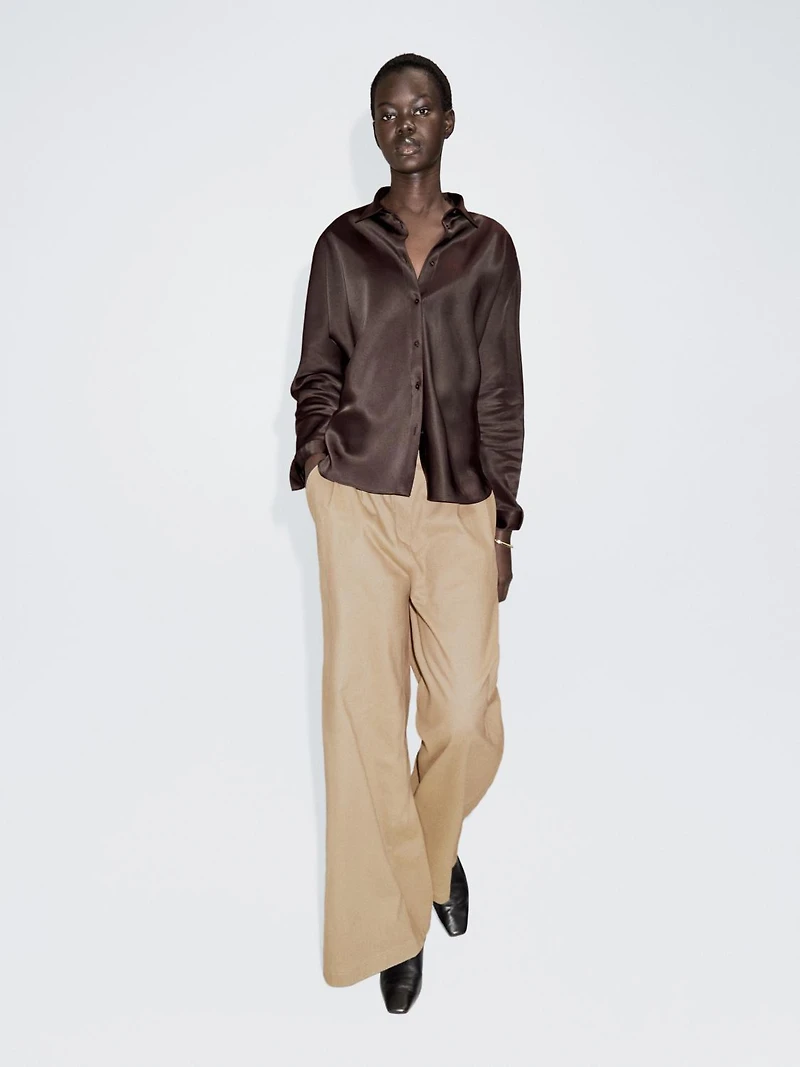 Satin shirt with batwing sleeves