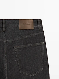 Lightweight tapered fit denim-effect trousers