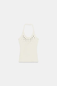 STUDDED HALTER TOP