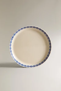 CERAMIC DINNER PLATE WITH CHECKED RIM