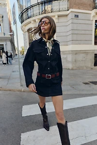 Z1975 SHORT DENIM BELTED DRESS