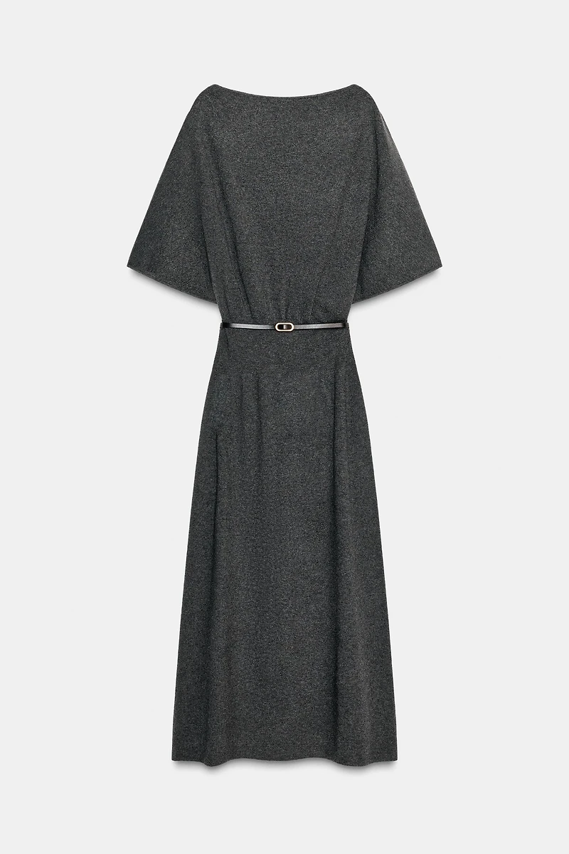 BELTED KNIT MIDI DRESS