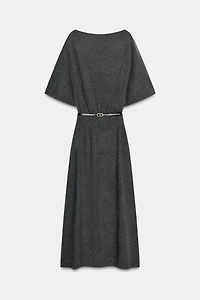 BELTED KNIT MIDI DRESS