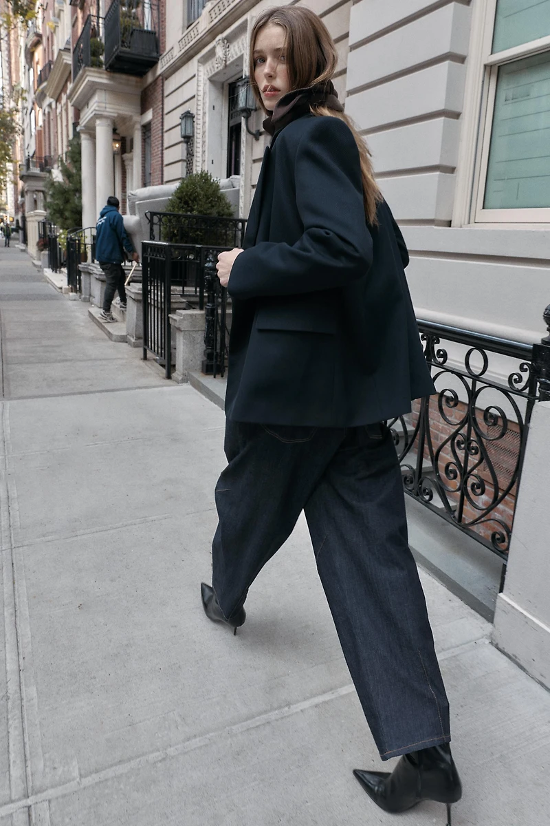 OVERSIZE DOUBLE-BREASTED TWILL BLAZER