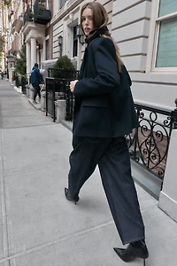 OVERSIZE DOUBLE-BREASTED TWILL BLAZER