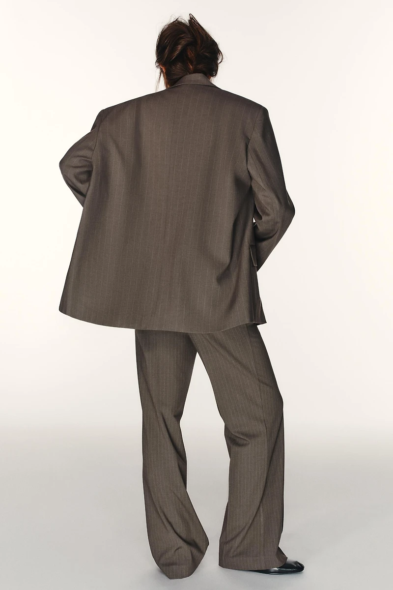 OVERSIZED DOUBLE WEAVE STRIPED BLAZER