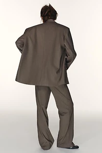 OVERSIZED DOUBLE WEAVE STRIPED BLAZER