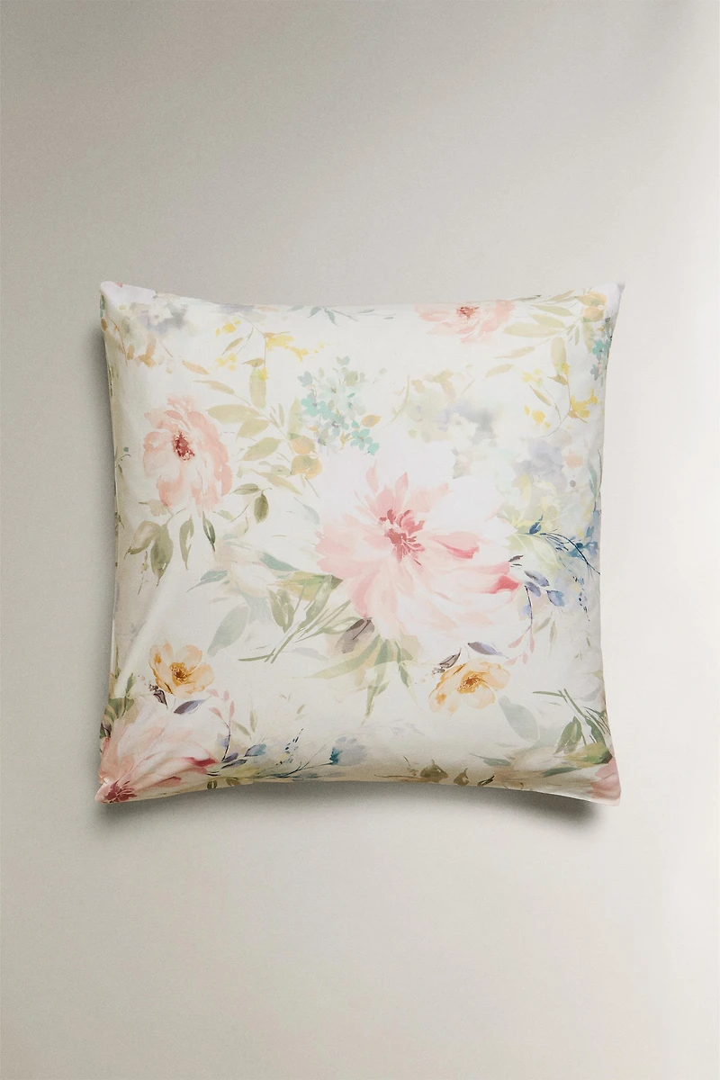 TAIE D’OREILLER SATIN IMPRIMÉ FLEUR