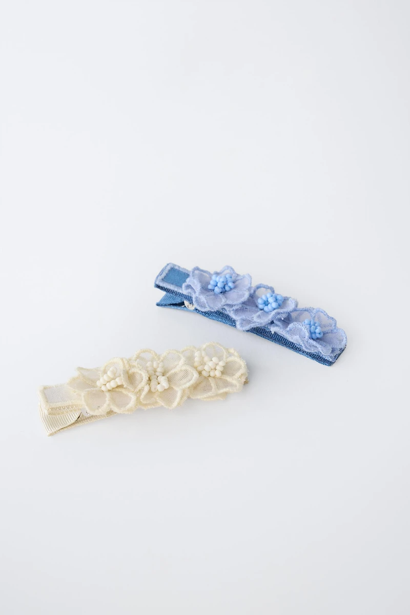 PACK OF TWO TULLE FLOWER BARRETTES