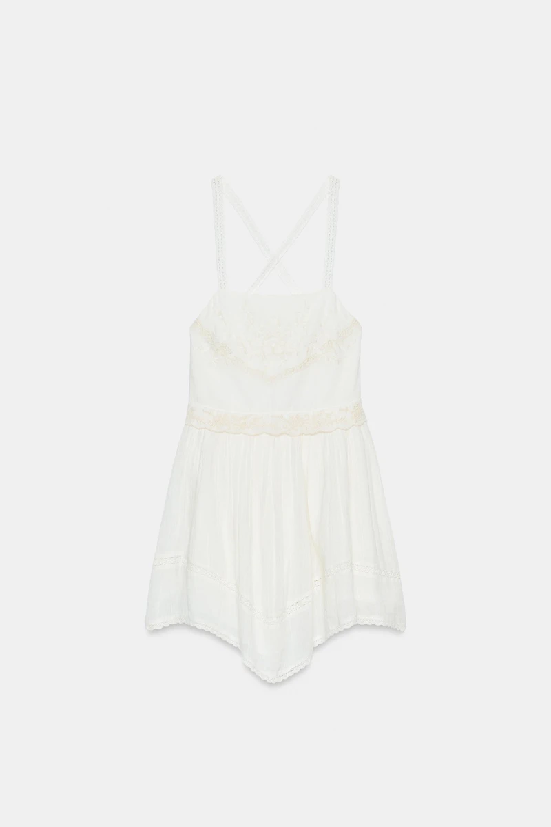 EMBROIDERED CHIFFON MINI DRESS