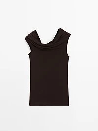 Top à col asymétrique 100 % coton