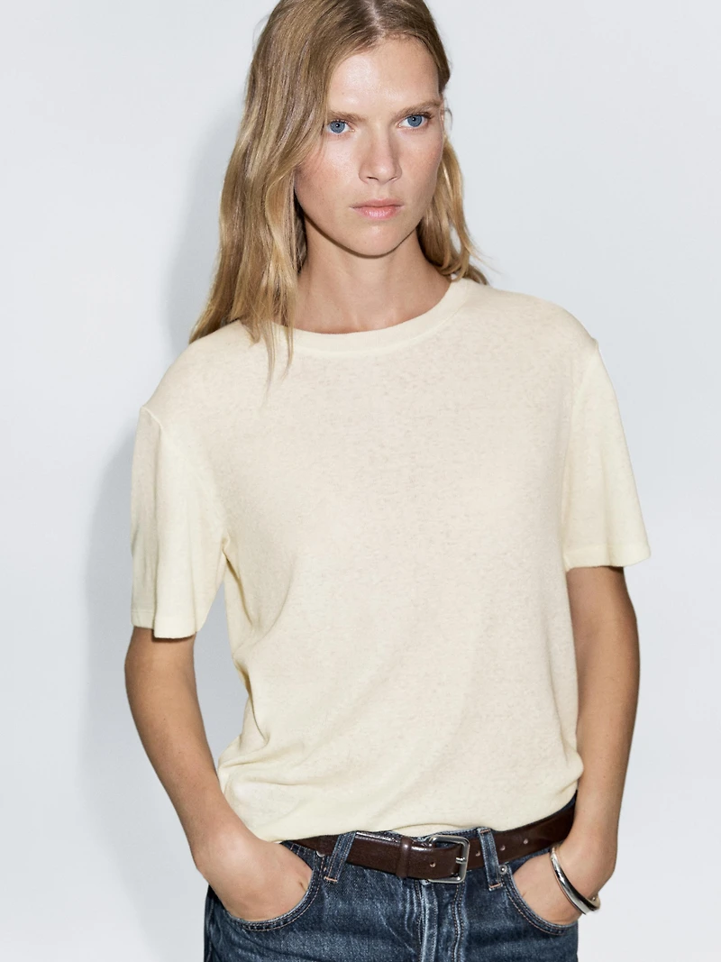 Short sleeve cotton blend T-shirt