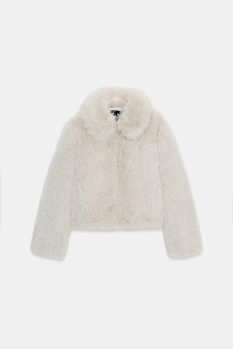 FAUX FUR ZIP-UP SHORT COAT
