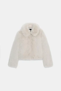 FAUX FUR ZIP-UP SHORT COAT