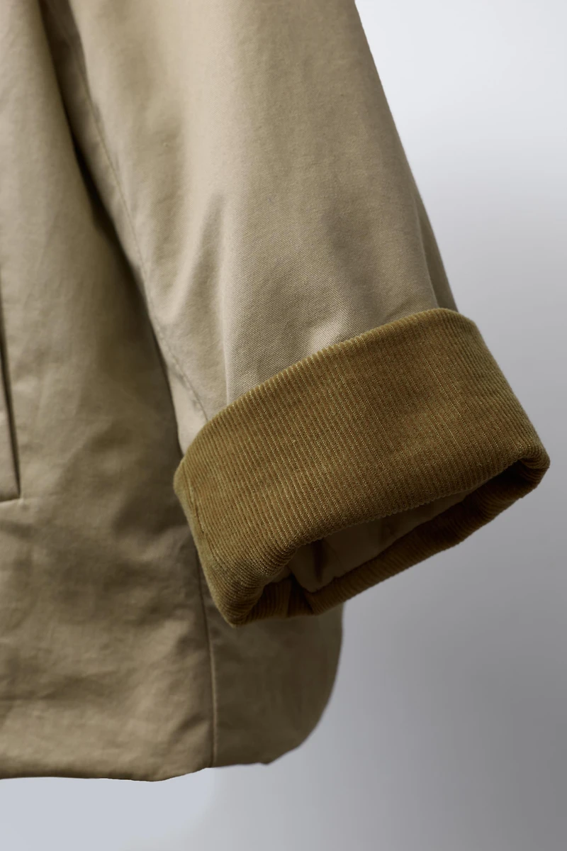 CORDUROY COLLAR TRENCH COAT