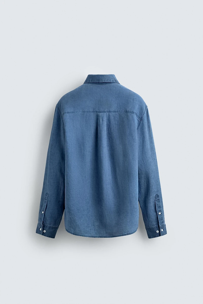 100% INDIGO LINEN REGULAR FIT SHIRT