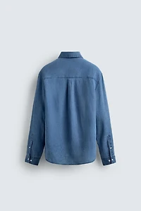 100% INDIGO LINEN REGULAR FIT SHIRT