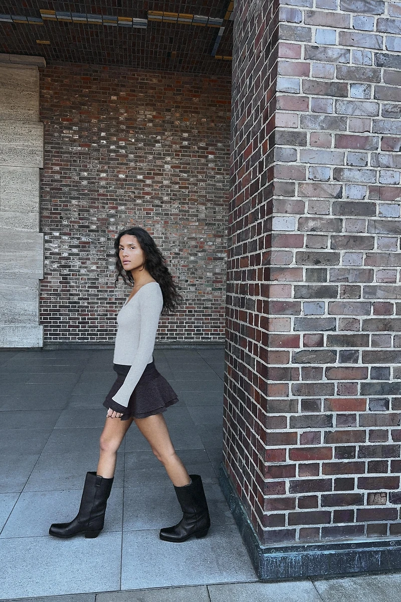 MINI-JUPE À VOLANTS RAYURES