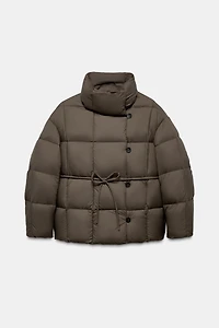 SHORT BELTED PUFFER COAT ZW COLLECTION
