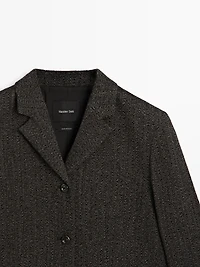 Herringbone wool blend blazer
