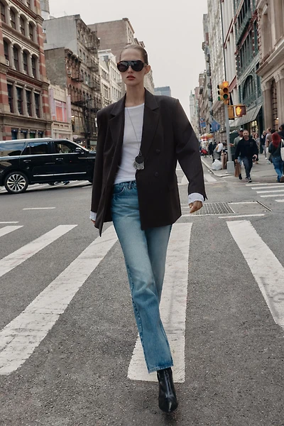 OVERSIZED DOUBLE BREASTED PINSTRIPE BLAZER