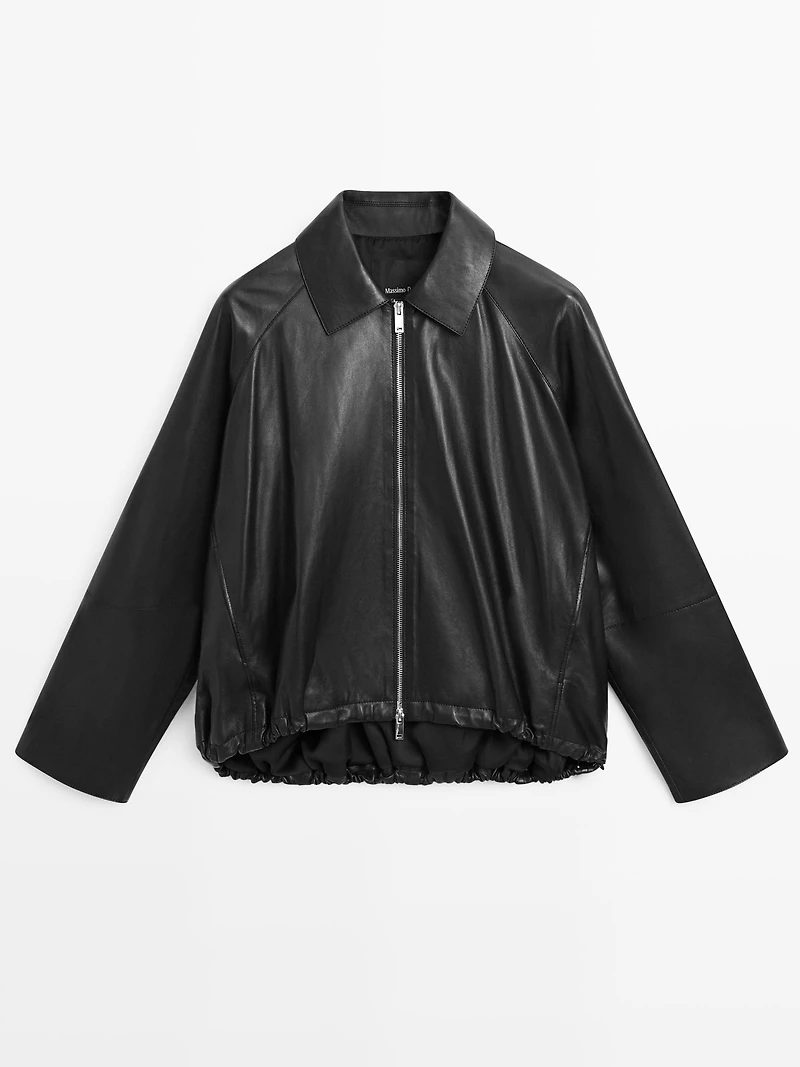 Oversize nappa leather jacket