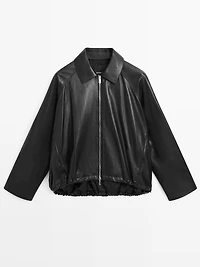 Oversize nappa leather jacket