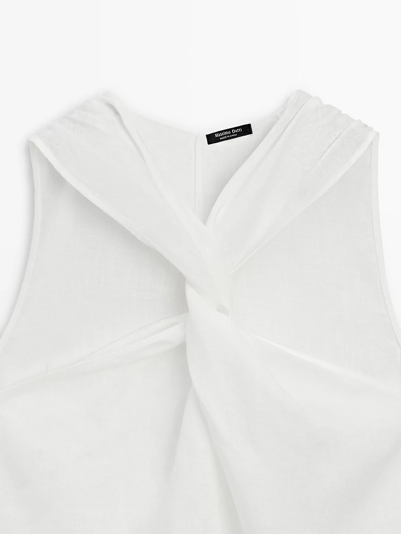 100% linen crossover top