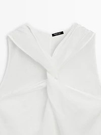 100% linen crossover top