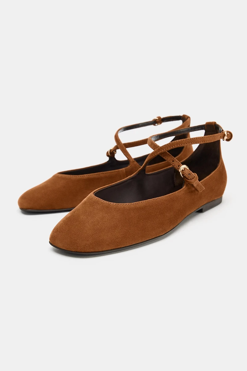 LEATHER STRAP BALLET FLATS