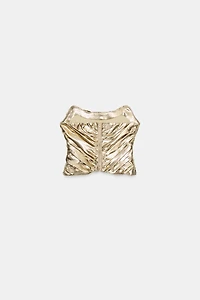 METALLIC EFFECT PLEATED CORSET TOP