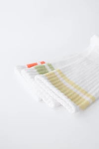 LOT DE TROIS CHAUSSETTES HAUTES À RAYURES SPORTIVES
