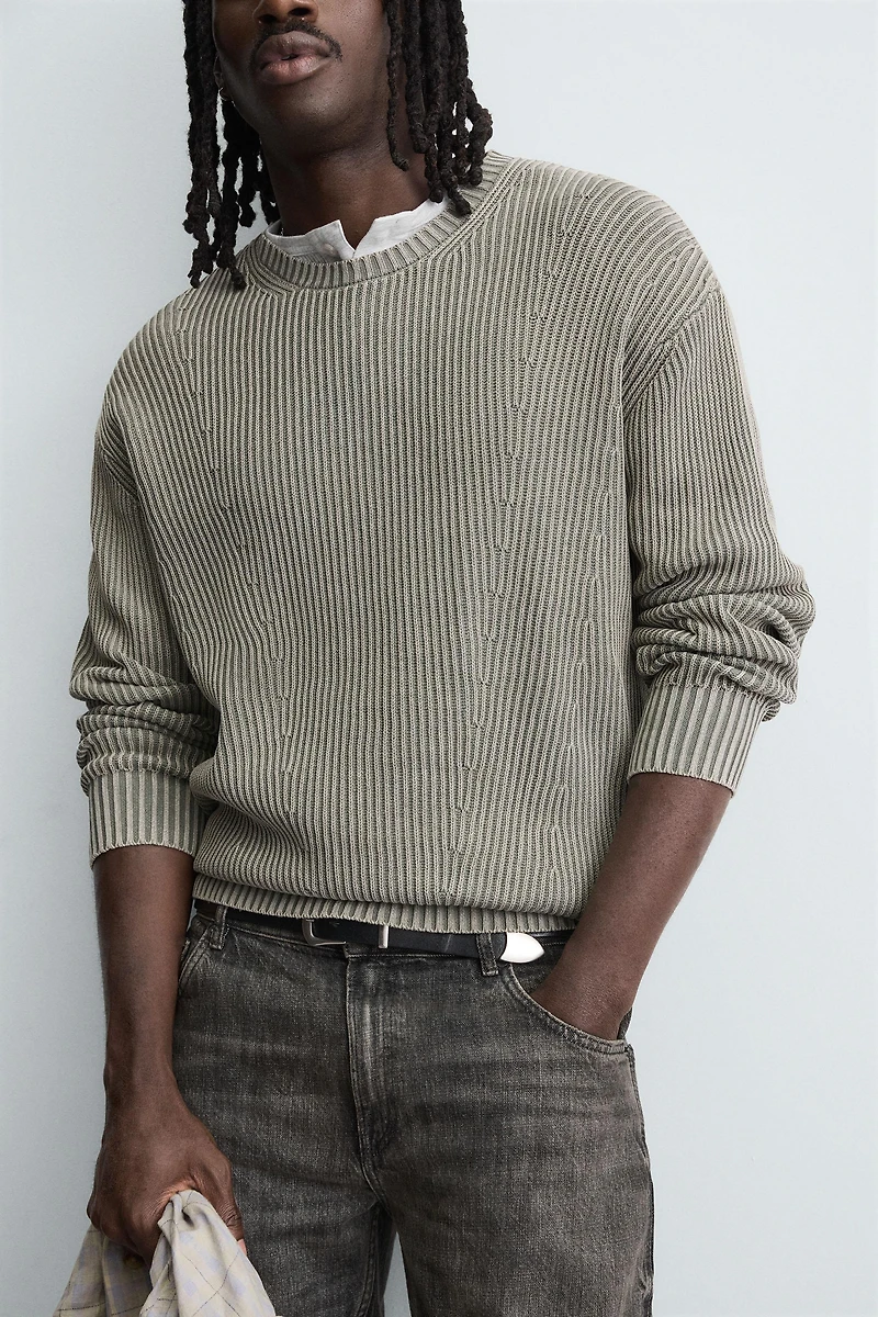 WASHED RIBBED SWEATER