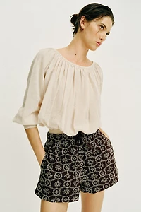 PERFORATED EMBROIDERED SHORTS