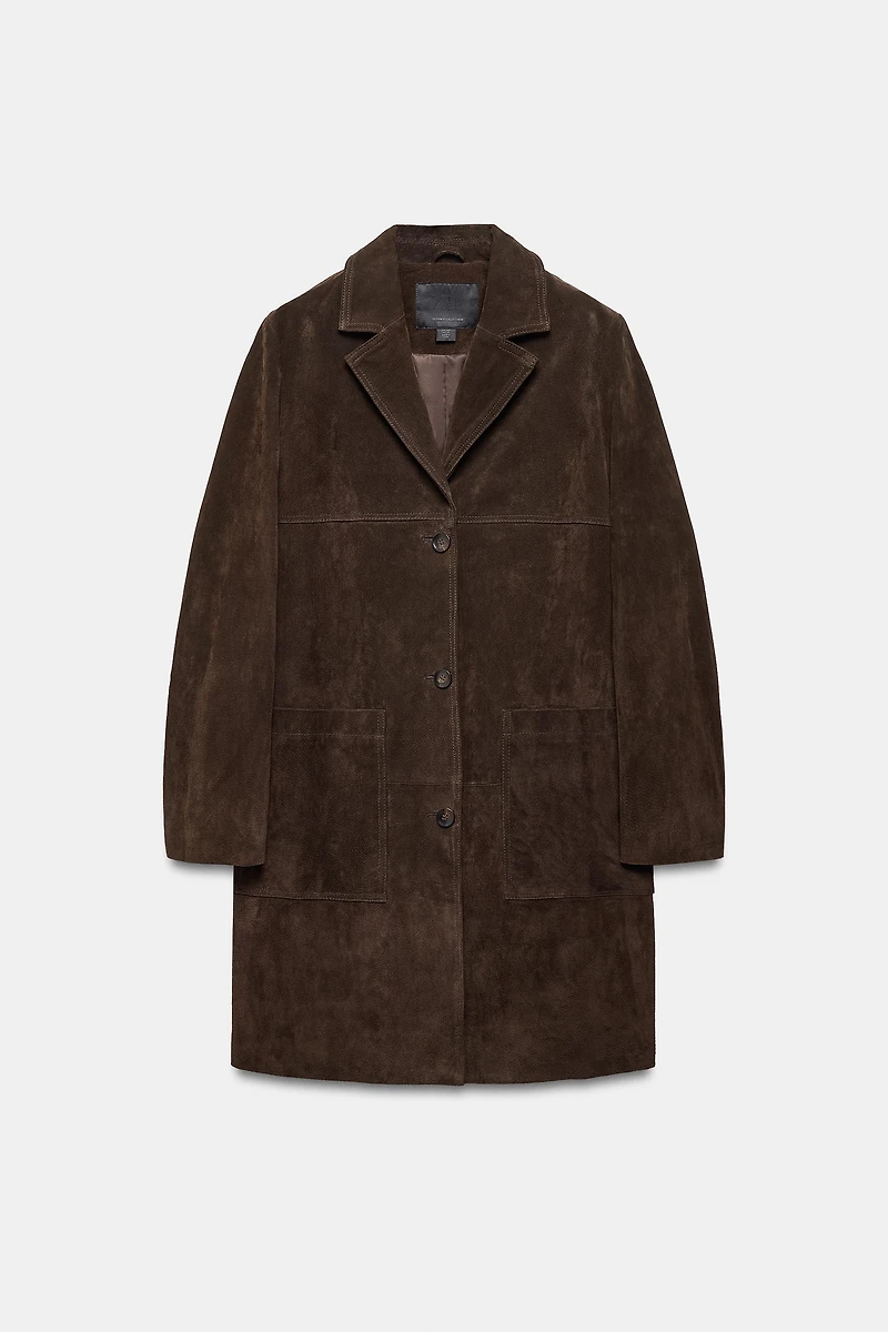 100% SUEDE LEATHER COAT ZW COLLECTION LIMITED EDITION