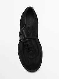 Split leather trainers with contrast soles
